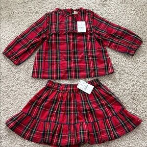 Little Girls Crewcuts Red Plaid Skirt and Top Set